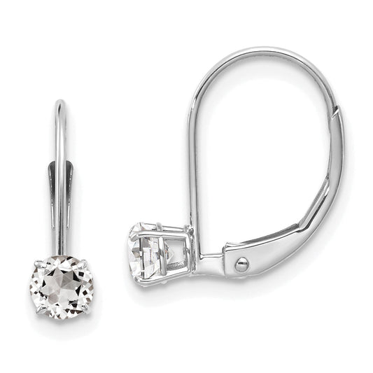 14K White Gold 4mm Topaz/April Earrings