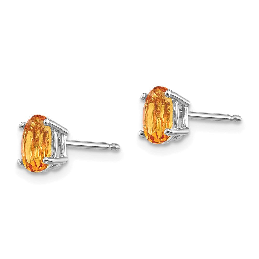 14K White Gold 6X4mm Citrine Earrings