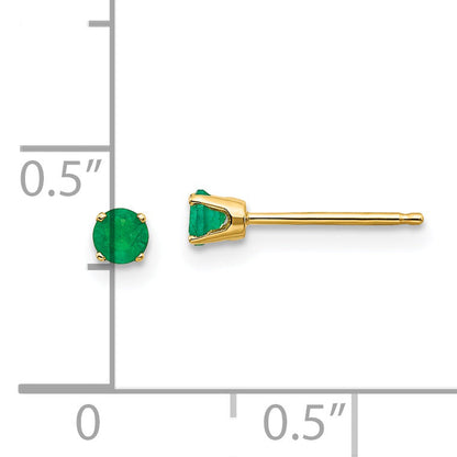 14K Yellow Gold 3mm May/Emerald Post Earrings