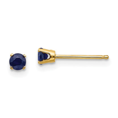 14K Yellow Gold 3mm September/Sapphire Post Earrings