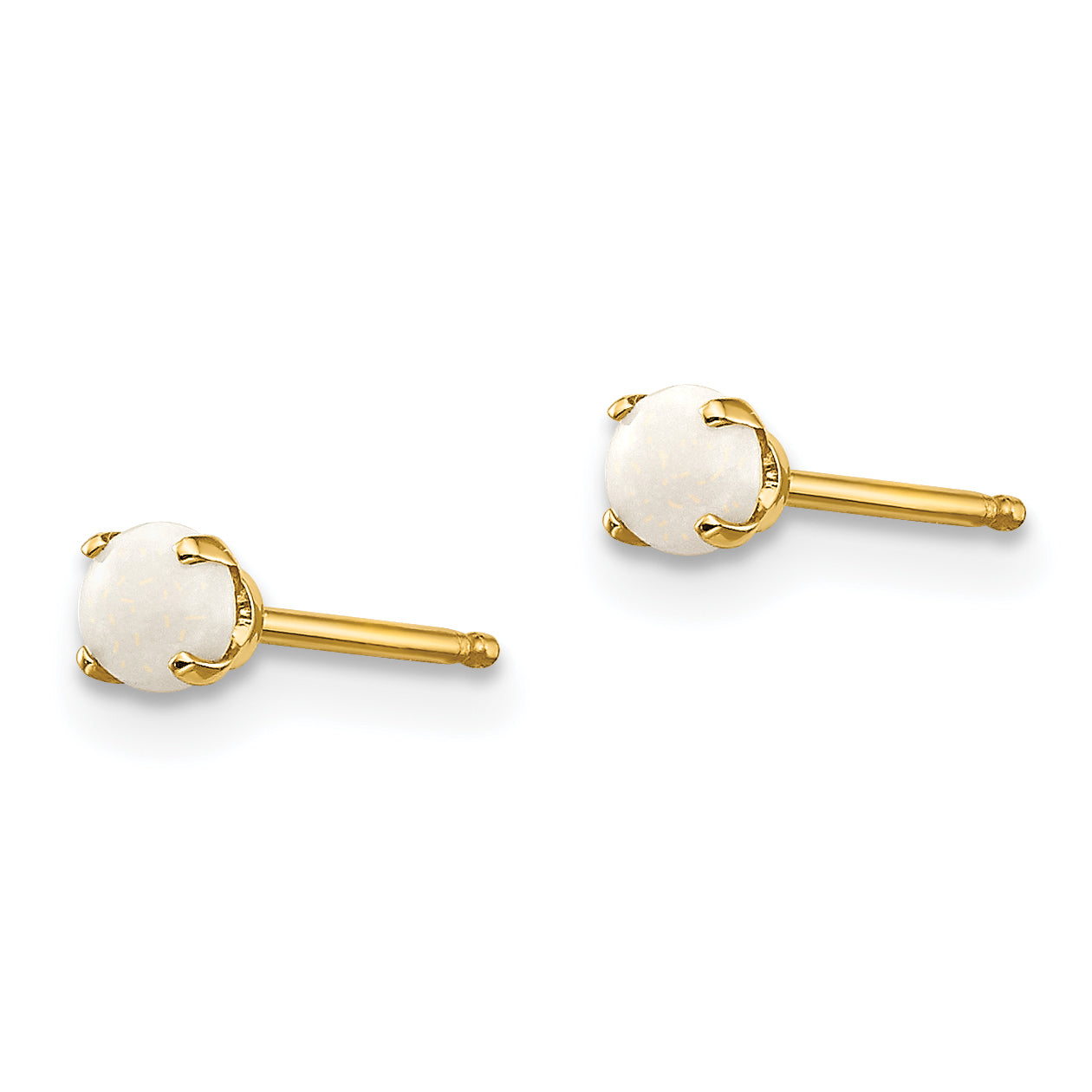 14K Yellow Gold 3mm October/Opal Post Earrings