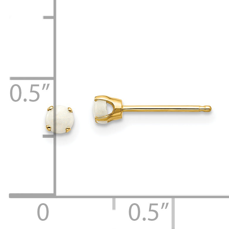 14K Yellow Gold 3mm October/Opal Post Earrings