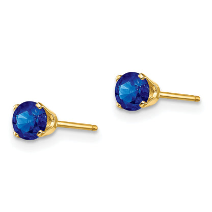 14K Yellow Gold 4mm September/Sapphire Post Earrings