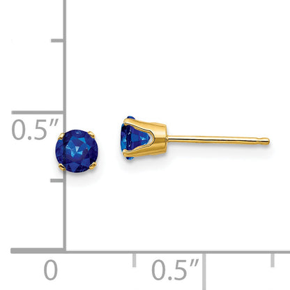 14K Yellow Gold 4mm September/Sapphire Post Earrings