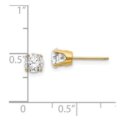 14K Yellow Gold 5mm White Topaz Earrings April