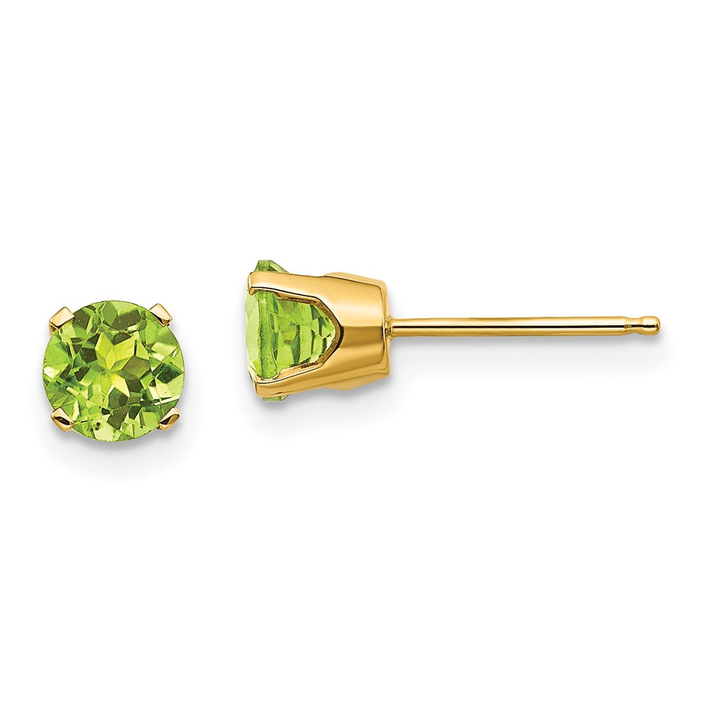 14K Yellow Gold 5mm Peridot Earrings August