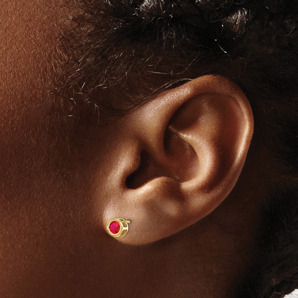 14K Yellow Gold Ruby Earrings July