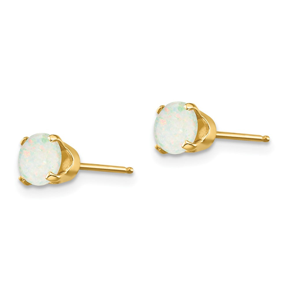 14K Yellow Gold 5mm Opal Earrings October