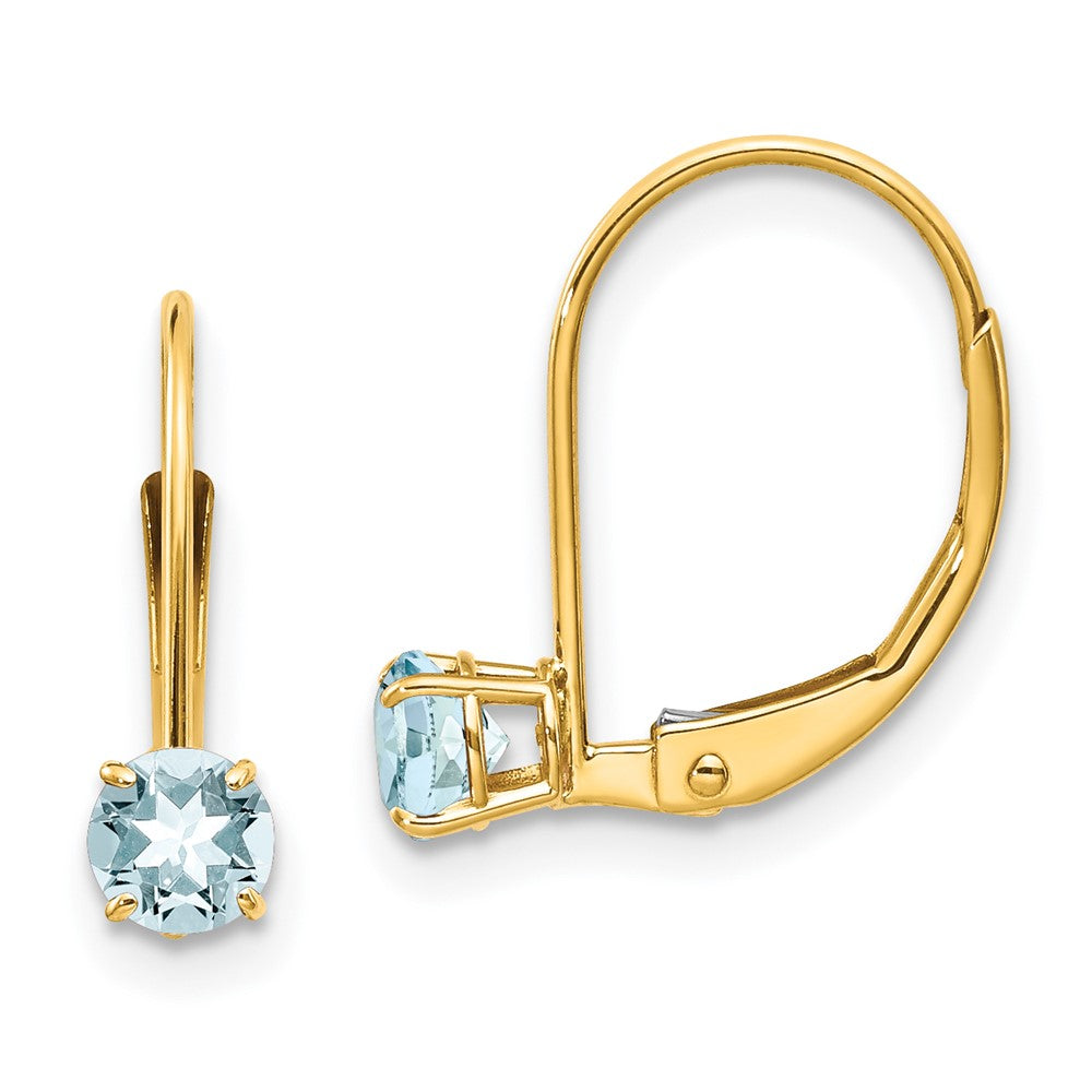 14K Yellow Gold Aquamarine Earrings March