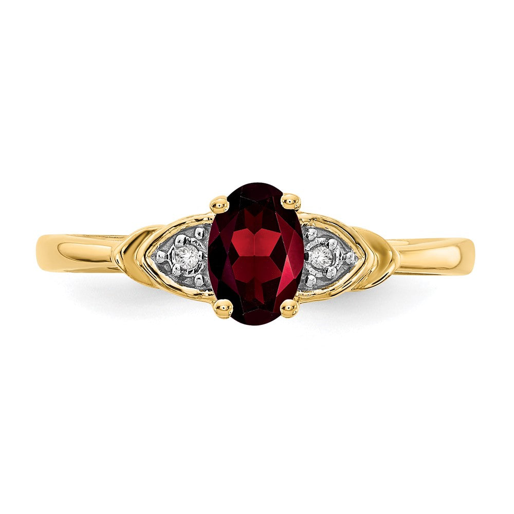 14K Yellow Gold Garnet And Diamond Ring