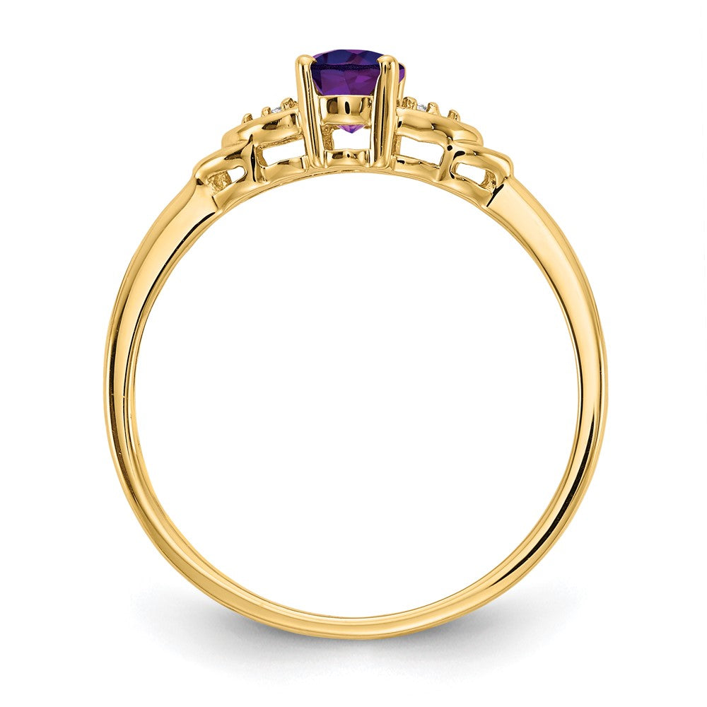 14K Yellow Gold Amethyst And Diamond Ring