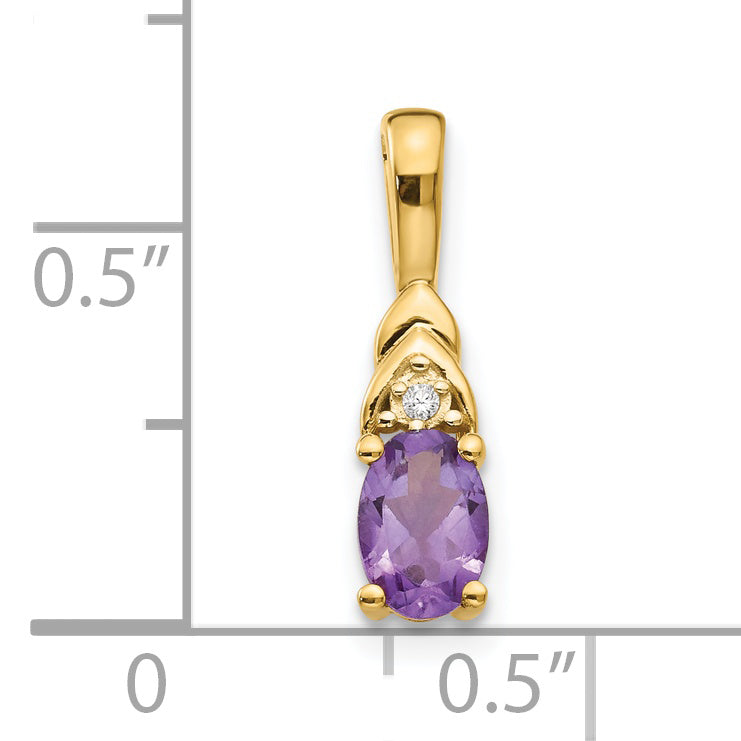 14K Yellow Gold Amethyst And Diamond Pendant