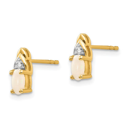 14K Yellow Gold Opal And Diamond Earrings