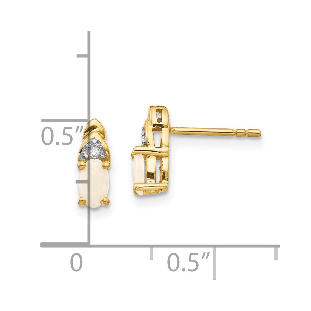 14K Yellow Gold Opal And Diamond Earrings