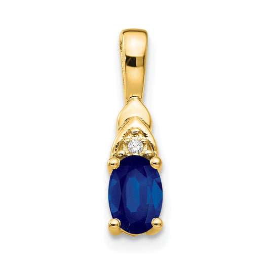 14K Yellow Gold Sapphire And Diamond Pendant