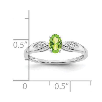 14k White Gold Peridot and Real Diamond Ring