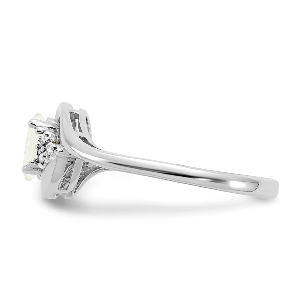 14k White Gold Opal and Real Diamond Ring