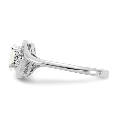 14k White Gold Opal and Real Diamond Ring