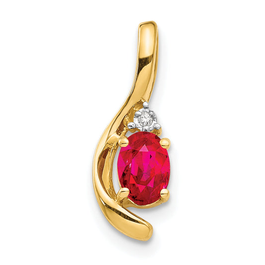 14K Yellow Gold Ruby And Diamond Pendant
