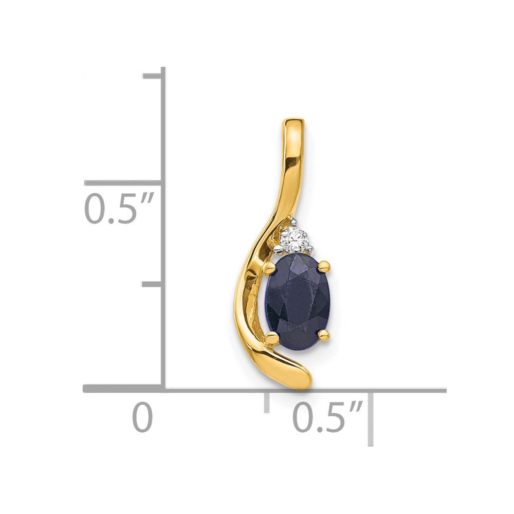 14K Yellow Gold Sapphire And Diamond Pendant