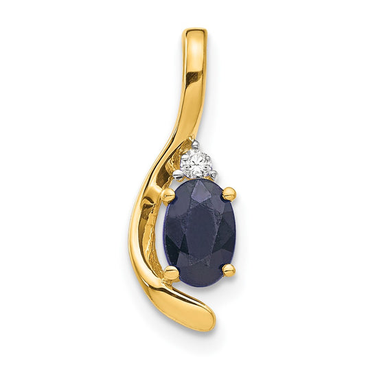14K Yellow Gold Sapphire And Diamond Pendant