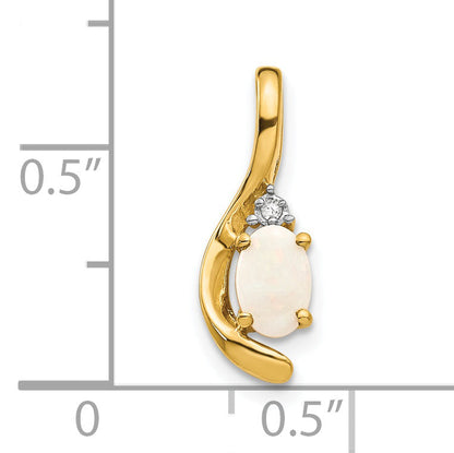 14K Yellow Gold Opal And Diamond Pendant