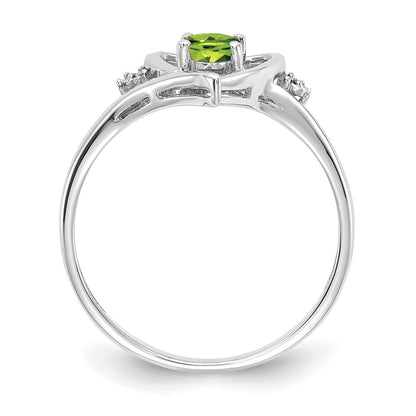 14K White Gold Peridot And Diamond Heart Ring