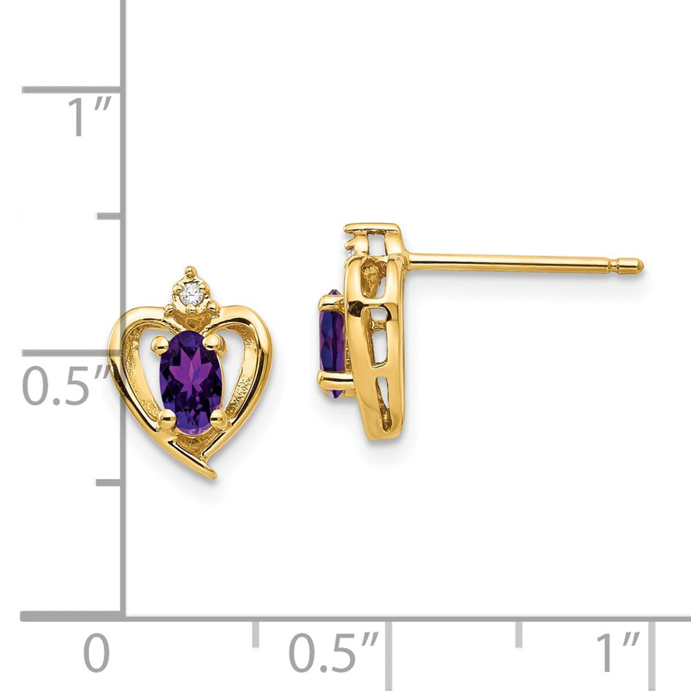 10k Yellow Gold Diamond u0026 Amethyst Earrings