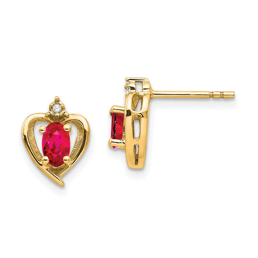 10k Yellow Gold Diamond u0026 Ruby Earrings