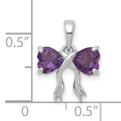 14k White Gold 14k White Gold Polished Amethyst Bow Pendant