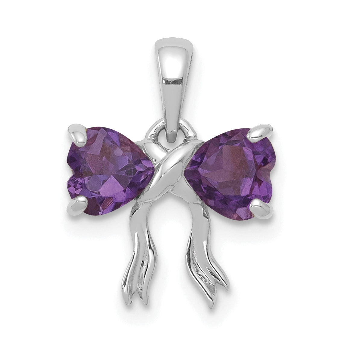 14k White Gold 14k White Gold Polished Amethyst Bow Pendant
