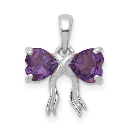 14k White Gold 14k White Gold Polished Amethyst Bow Pendant