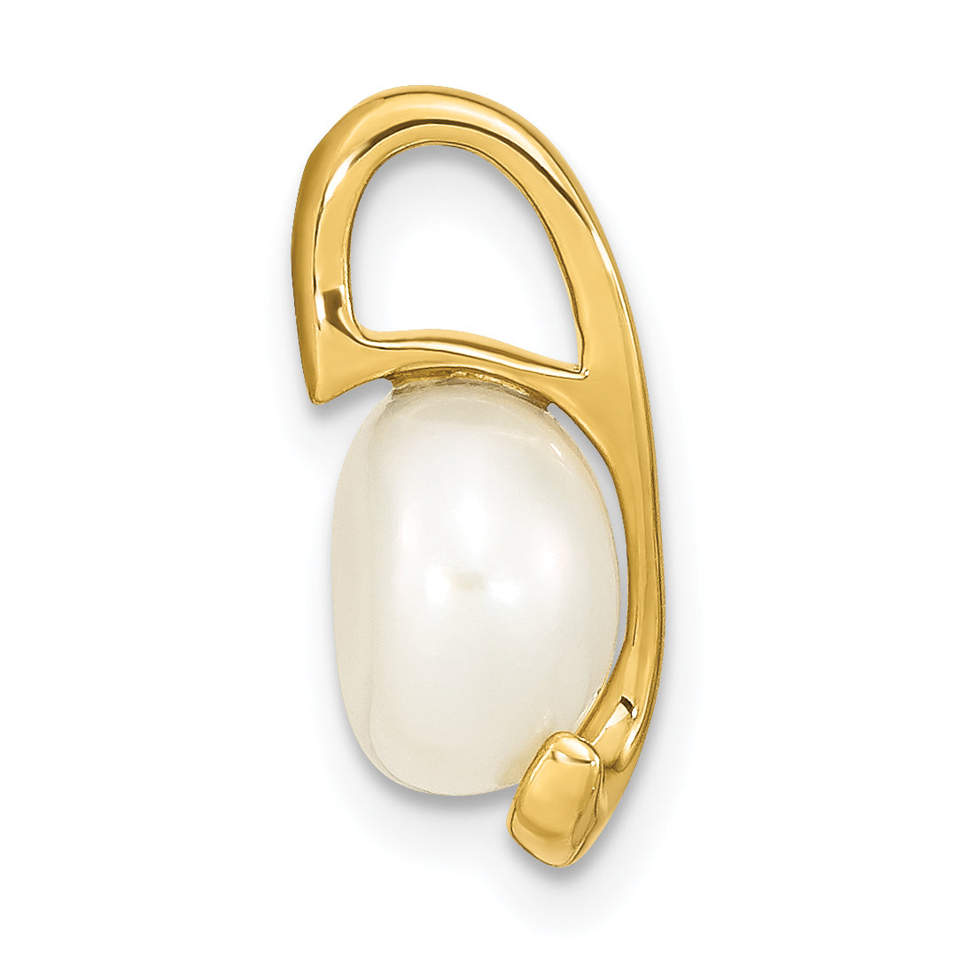14k Yellow Gold 14k 8-9mm White Button Freshwater Cultured Pearl Pendant Slide