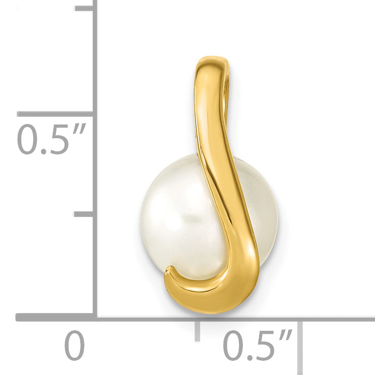 14k Yellow Gold 14k 8-9mm White Button Freshwater Cultured Pearl Pendant Slide