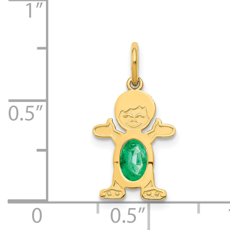 14k Yellow Gold 14K Boy 6x4 Oval Genuine Emerald-May