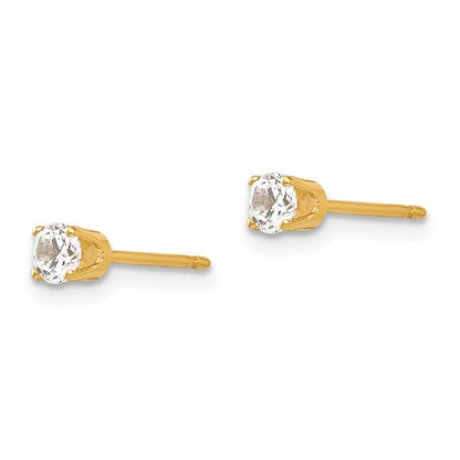 14K Yellow Gold 3.25mm Cubic Zirconia Stud Earring