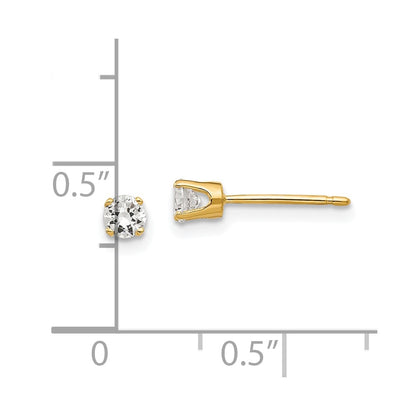 14K Yellow Gold 3.25mm Cubic Zirconia Stud Earring