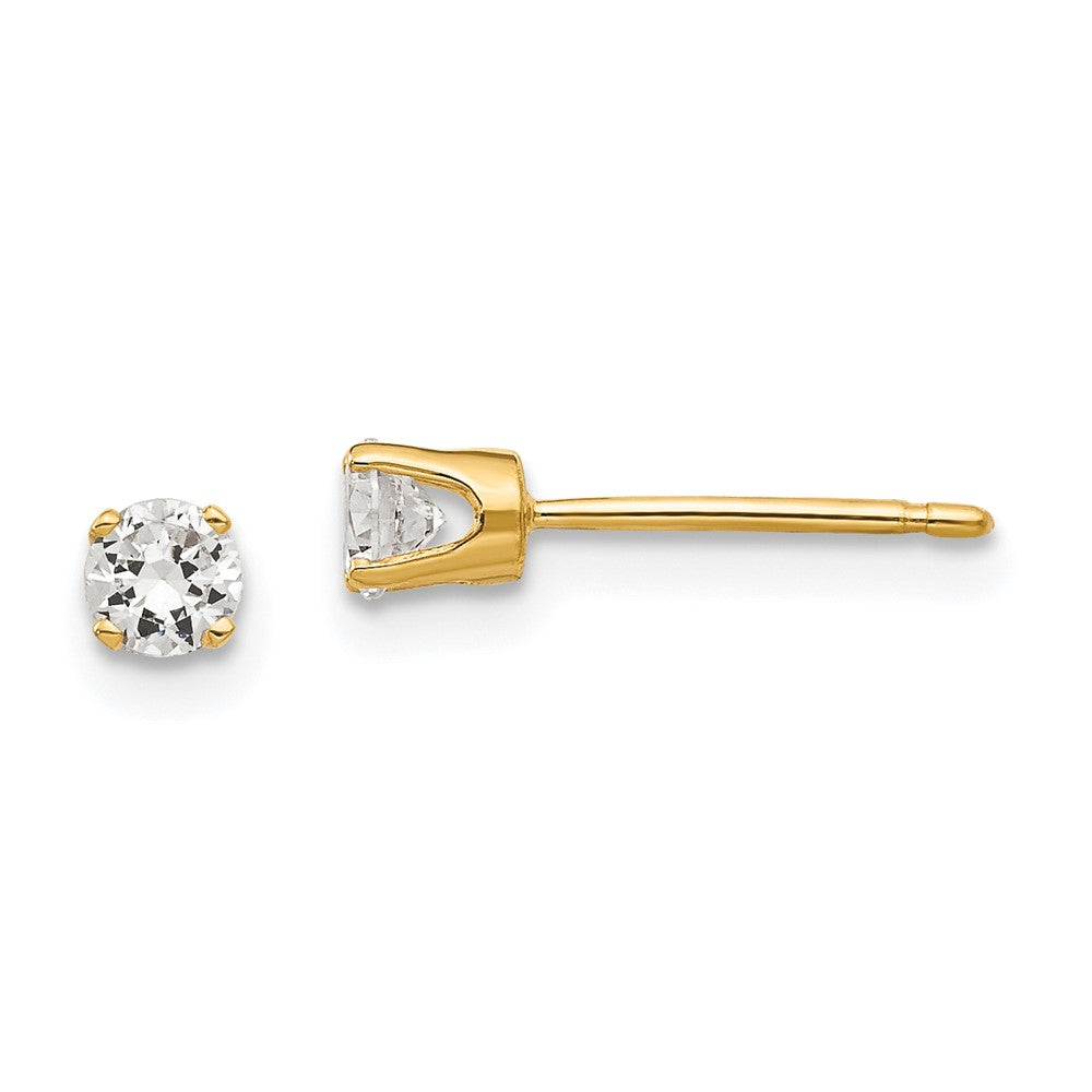 14K Yellow Gold 3.25mm Cubic Zirconia Stud Earring