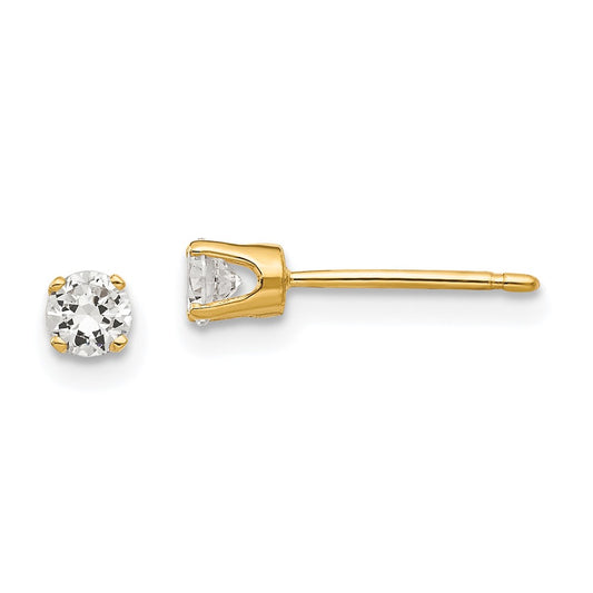 14K Yellow Gold 3.25mm Cubic Zirconia Stud Earring