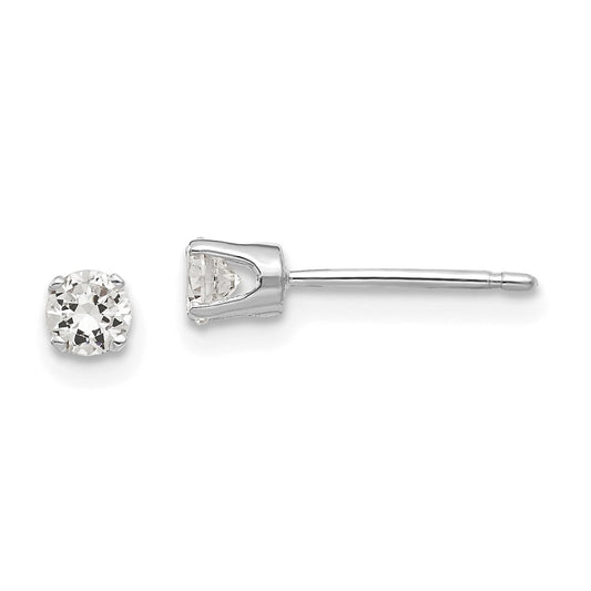 14K White Gold 3.25mm Cz Stud Earrings