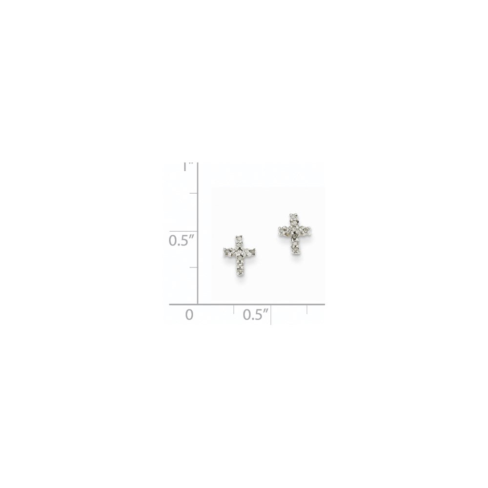 14k Yellow Gold & Top Surface Rhodium-plated Real Diamond Cross Post Earrings