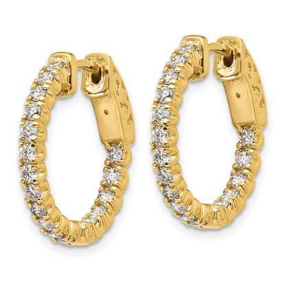 14K Yellow Gold True Origin 1 Carat Lab Grown Diamond Vs Def Patented Safety Clasp In And Out Hoop Earrings