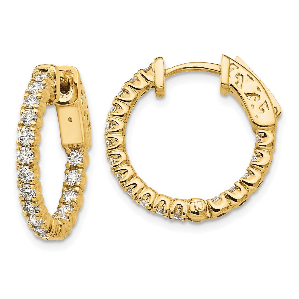14K Yellow Gold True Origin 1 Carat Lab Grown Diamond Vs Def Patented Safety Clasp In And Out Hoop Earrings