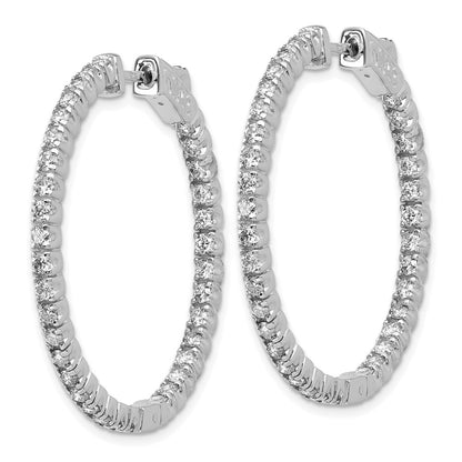 14K White Gold True Origin 2 Carat Lab Grown Diamond Vs Def Patented Safety Clasp In And Out Hoop Earrings