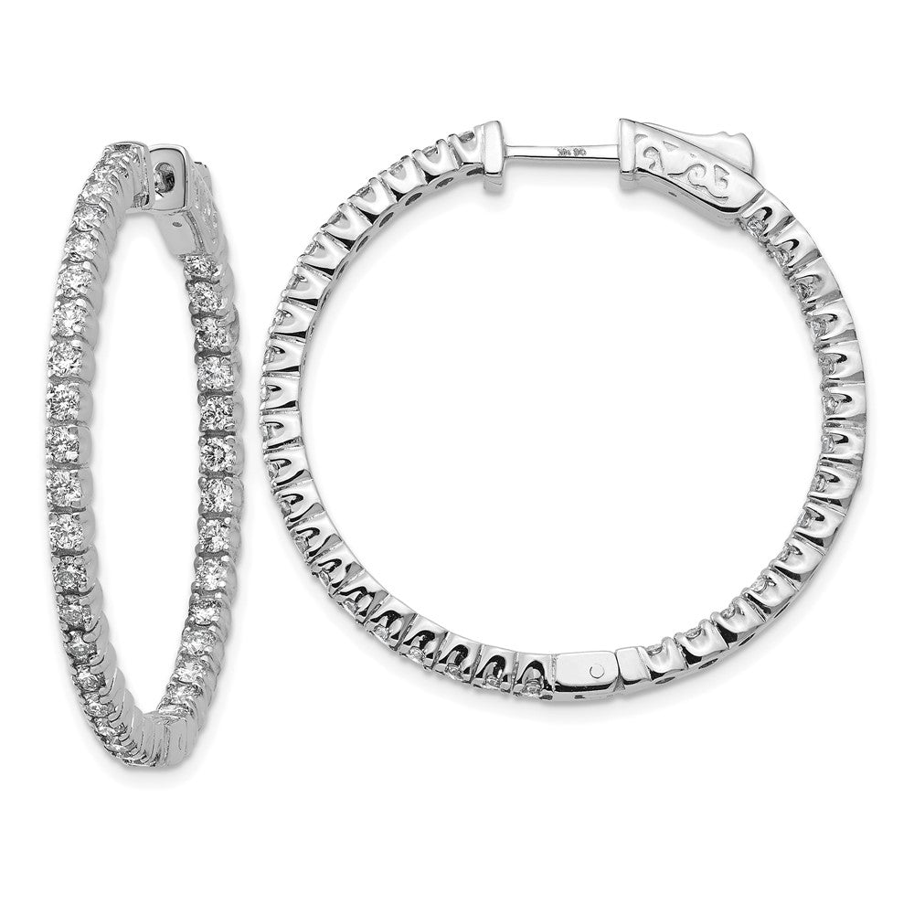 14K White Gold True Origin 2 Carat Lab Grown Diamond Vs Def Patented Safety Clasp In And Out Hoop Earrings