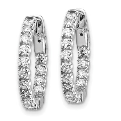 14k White Gold 1 1/2 Ct. Lab Grown Diamond VS/SI+ G+ Round In and Out Safety Clasp Hoop Earrings