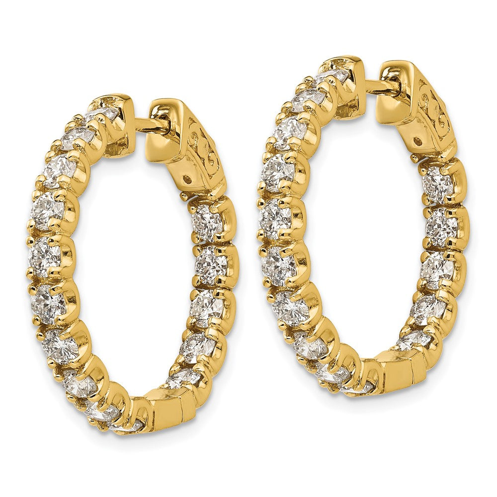 14K Yellow Gold True Origin 2 3/4 Carat Lab Grown Diamond Vs Def Patented Safety Clasp In And Out Hoop Earrings
