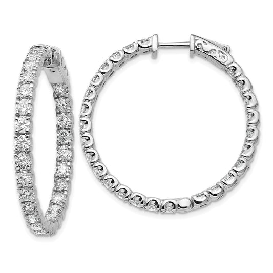 14K White Gold True Origin 4 7/8 Carat Lab Grown Diamond Vs Def Patented Safety Clasp In And Out Hoop Earrings