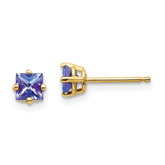 14K Yellow Gold Tanzanite Earrings
