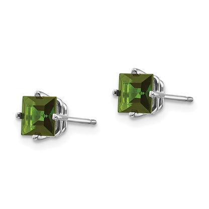 14K White Gold Green Tourmaline Earrings